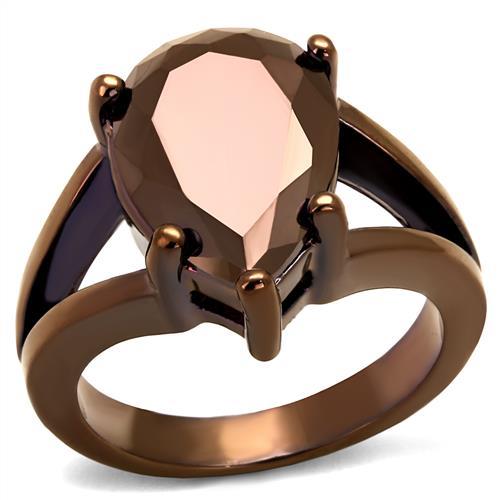 JCE1174 IP Coffee light Brass Ring with AAA Grade CZ in Light Coffee