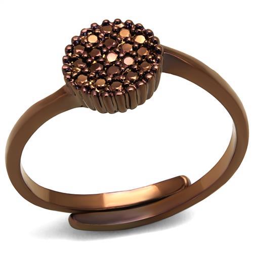 JCE1177 IP Coffee light Brass Ring with AAA Grade CZ in Light Coffee