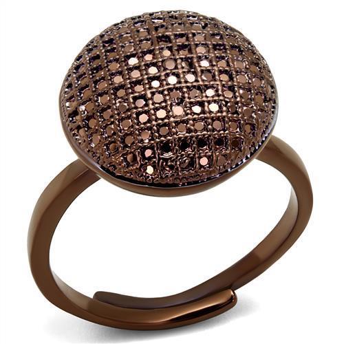 JCE1178 IP Coffee light Brass Ring with AAA Grade CZ in Light Coffee