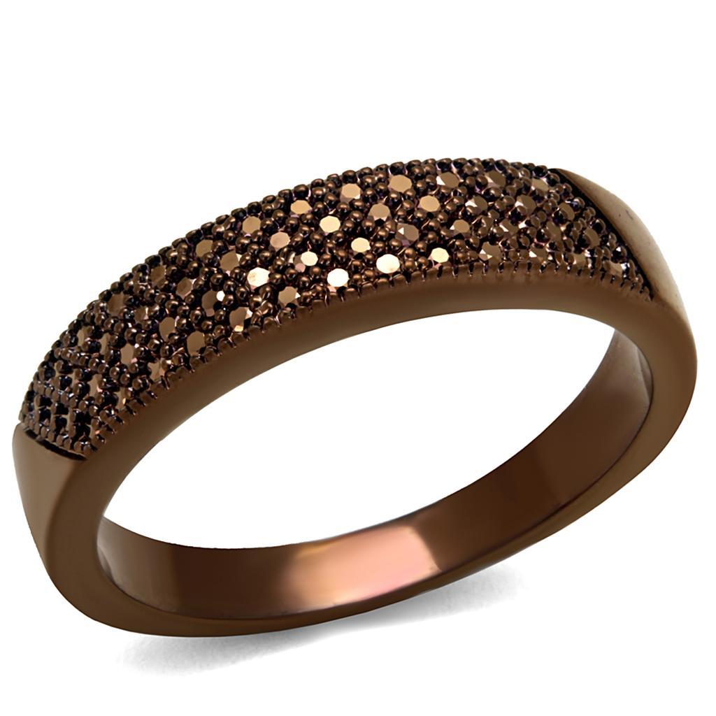 JCE1186 IP Coffee light Brass Ring with AAA Grade CZ in Light Coffee