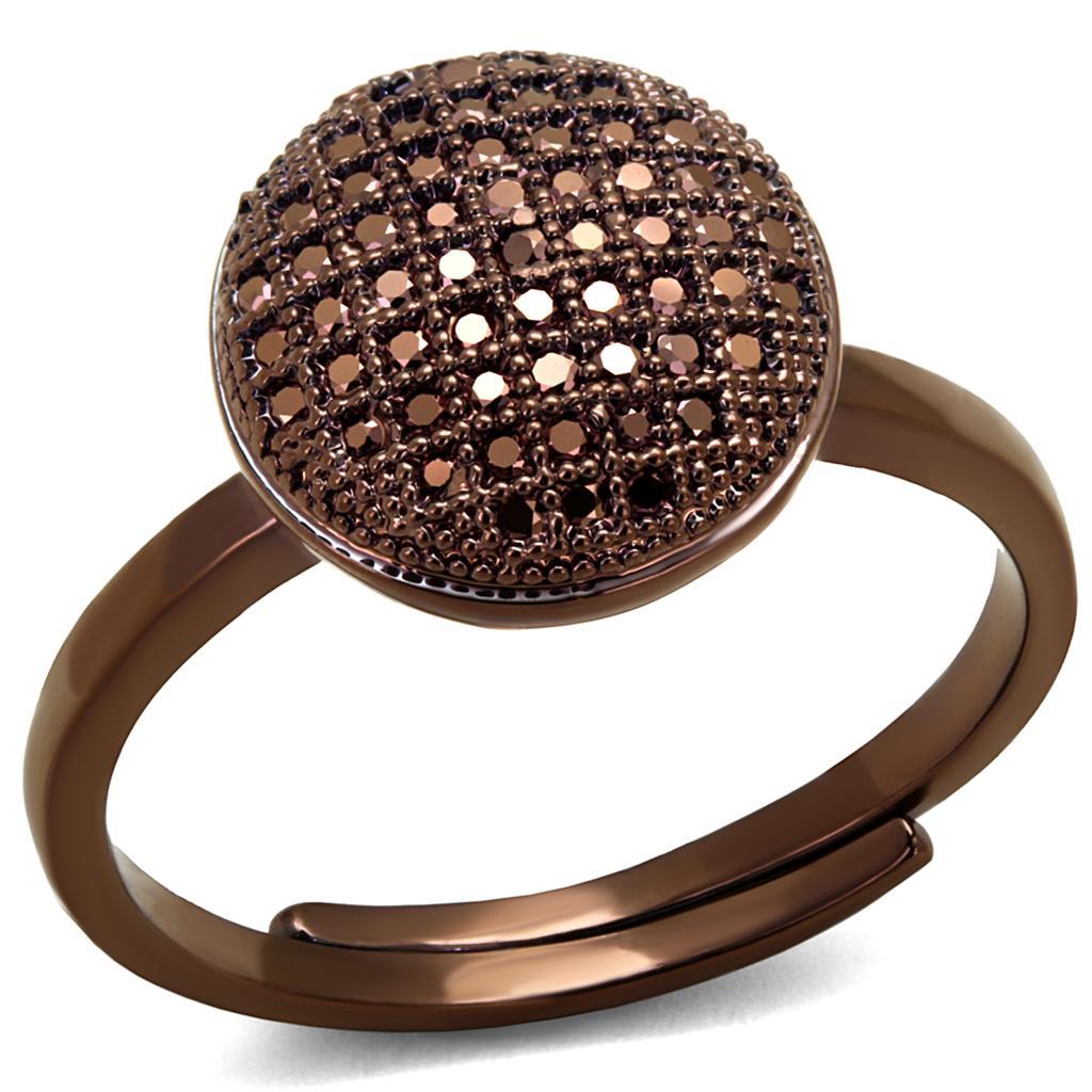 JCE1187 IP Coffee light Brass Ring with AAA Grade CZ in Light Coffee