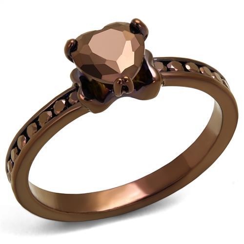 JCE1191 IP Coffee light Brass Ring with AAA Grade CZ  in Light Coffee