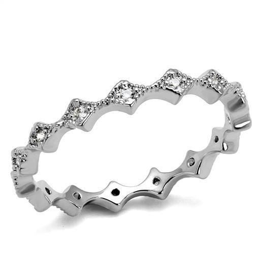 JCE1231 Rhodium Brass Ring with AAA Grade CZ in Clear