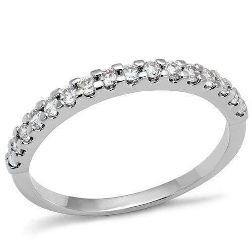 JCE1232 Rhodium Brass Ring with AAA Grade CZ in Clear