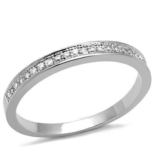 JCE1234 Rhodium Brass Ring with AAA Grade CZ in Clear