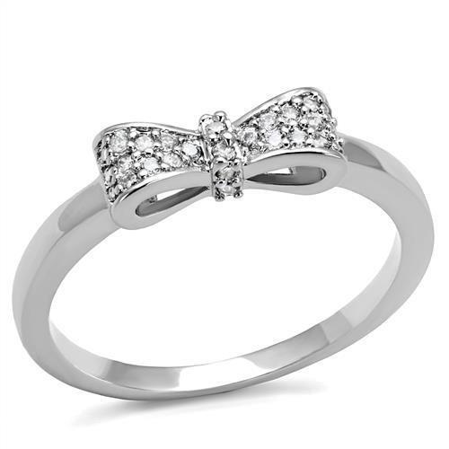 JCE1235 Rhodium Brass Ring with AAA Grade CZ in Clear