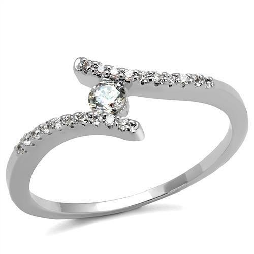 JCE1237 Rhodium Brass Ring with AAA Grade CZ in Clear