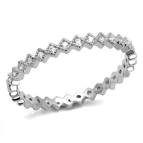 JCE1238 Rhodium Brass Ring with AAA Grade CZ in Clear
