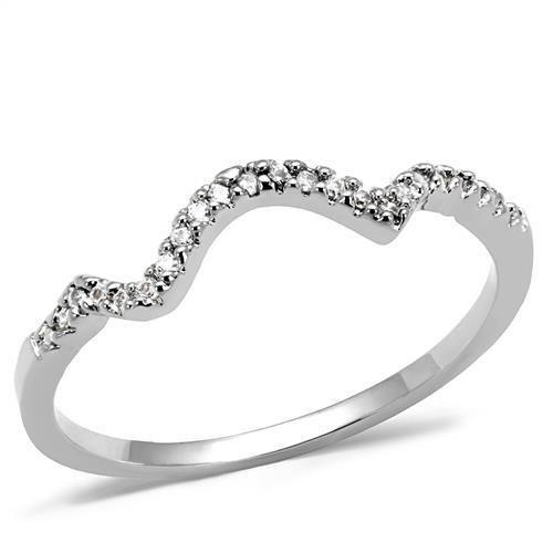JCE1239 Rhodium Brass Ring with AAA Grade CZ in Clear