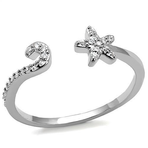 JCE1240 Rhodium Brass Ring with AAA Grade CZ in Clear