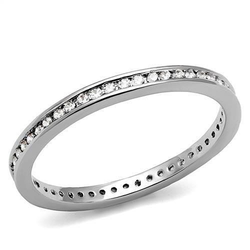 JCE1241 Rhodium Brass Ring with AAA Grade CZ in Clear