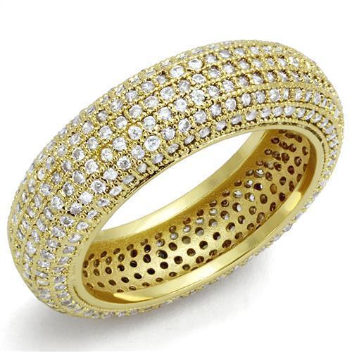 JCE1272 Gold Brass Ring with AAA Grade CZ in Clear