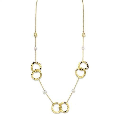JCE1335 Gold Brass Necklace with AAA Grade CZ in Citrine Yellow