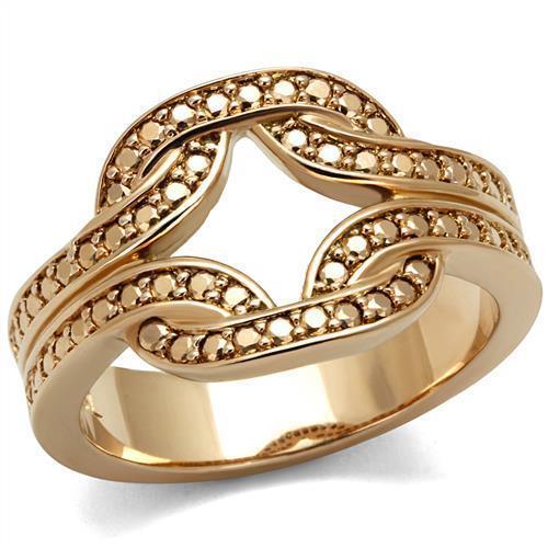 JCE1336 IP Rose Gold(Ion Plating) Brass Ring with AAA Grade CZ in Metallic Light Gold