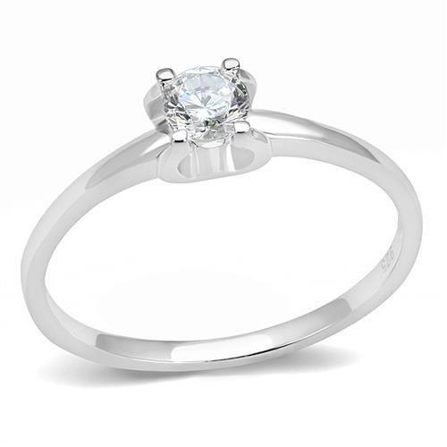 JCE1385 Rhodium 925 Sterling Silver Ring with AAA Grade CZ in Clear