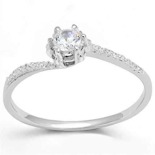 JCE1392 Rhodium 925 Sterling Silver Ring with AAA Grade CZ in Clear
