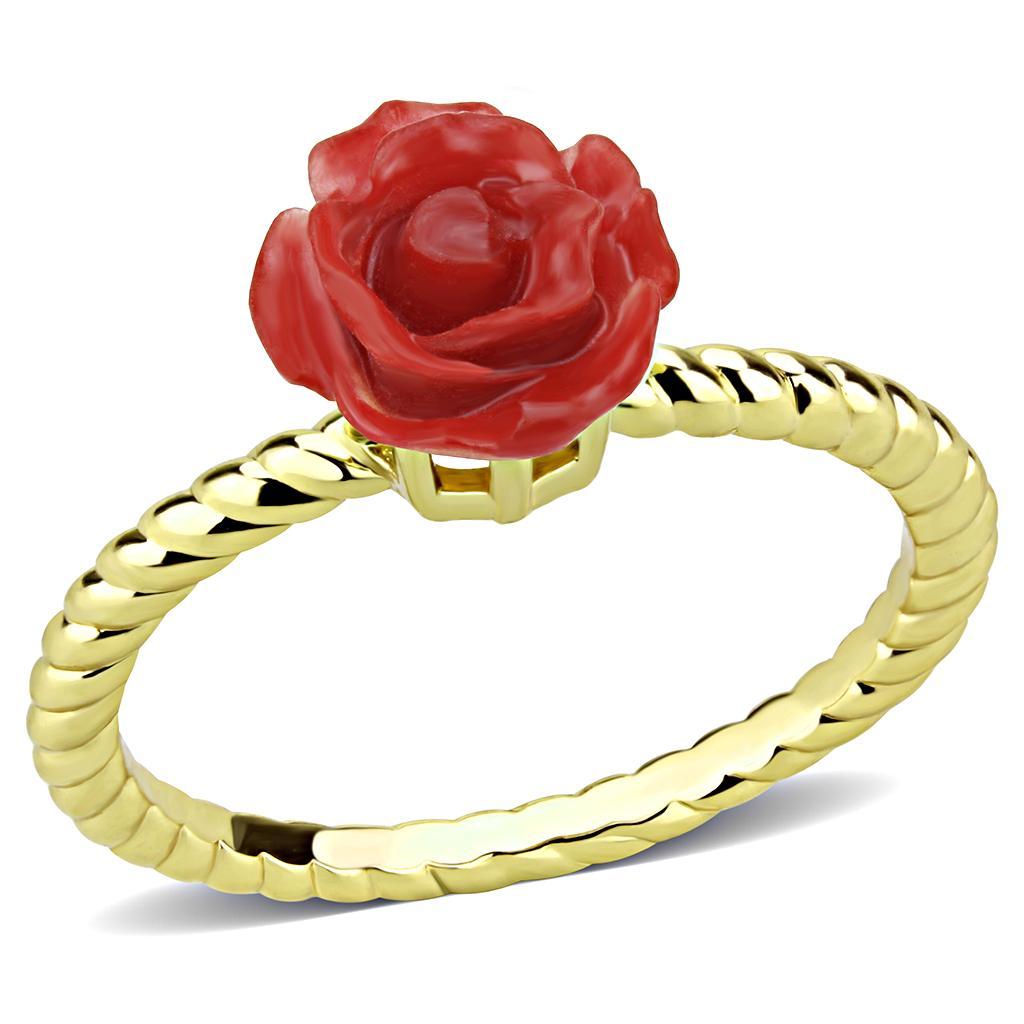 JCE1498 Gold Brass Ring with Synthetic Synthetic Stone in Siam
