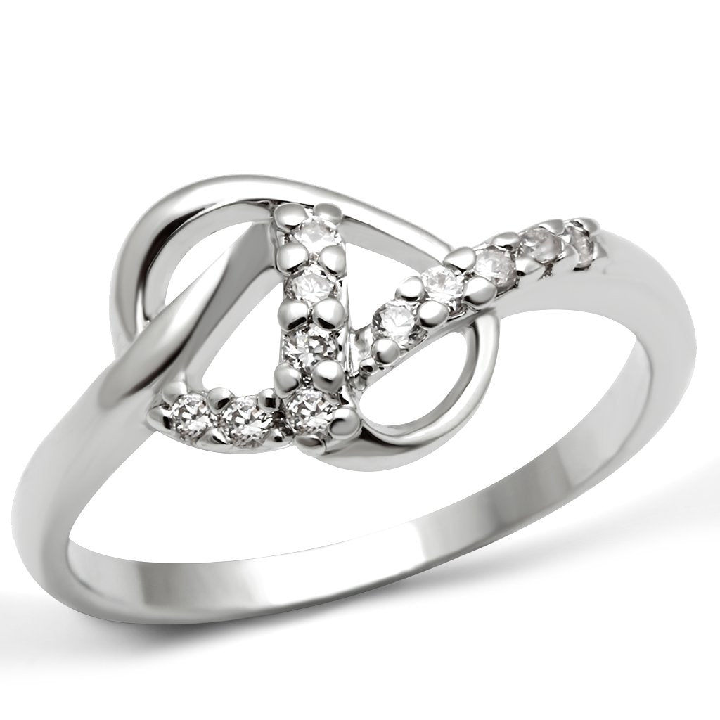 JCE190 Rhodium Brass Ring with AAA Grade CZ in Clear
