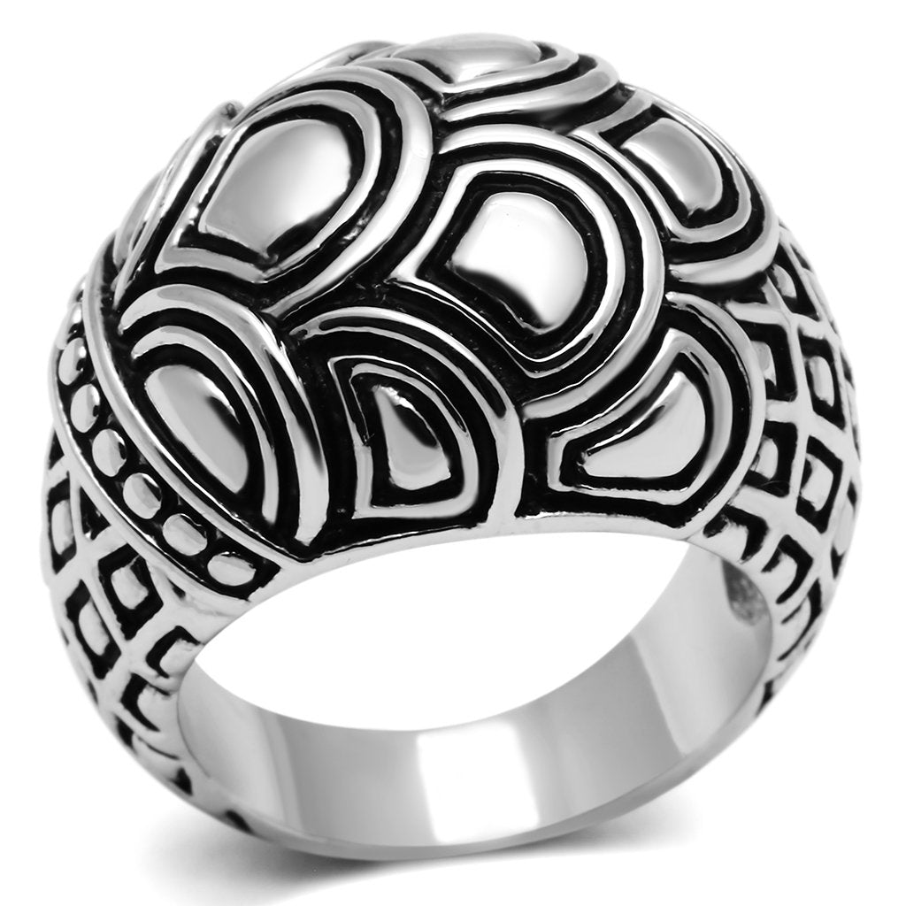 JCE242 Rhodium Brass Ring with No Stone