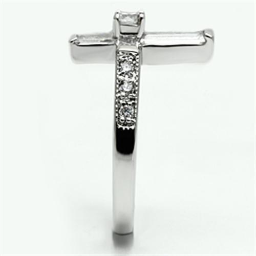 JCE288 Rhodium Brass Ring with AAA Grade CZ in Clear