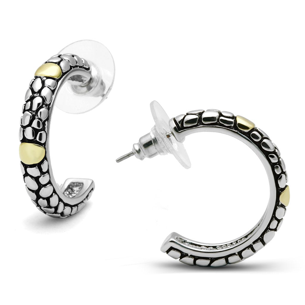 JCE335 Reverse Two-Tone Brass Earrings with Epoxy  in Jet