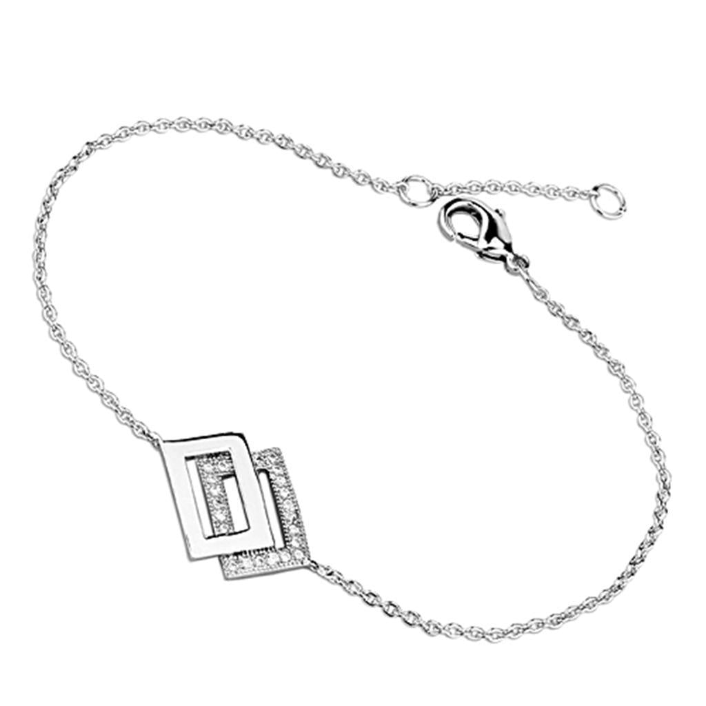 JCE2401 Rhodium Brass Bracelet with AAA Grade CZ  in Clear