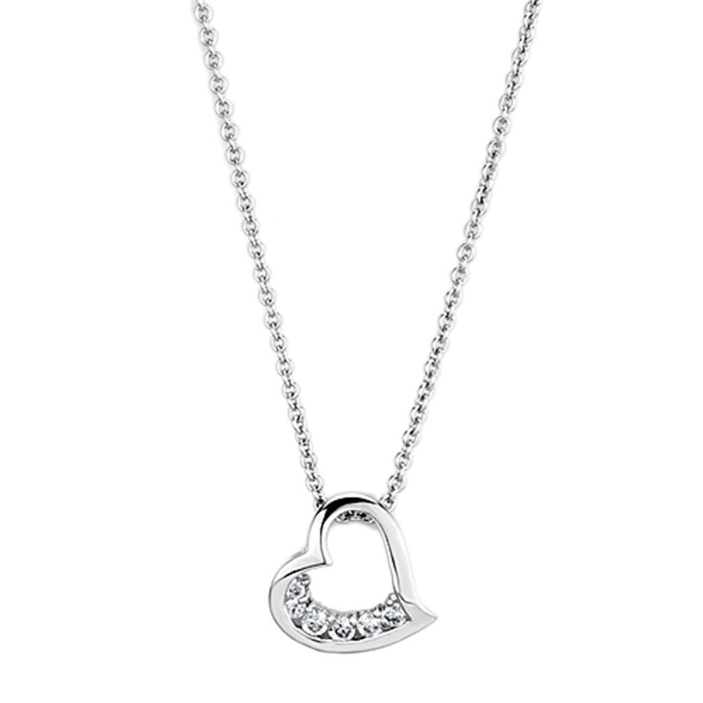 JCE2410 Rhodium Brass Necklace with AAA Grade CZ in Clear