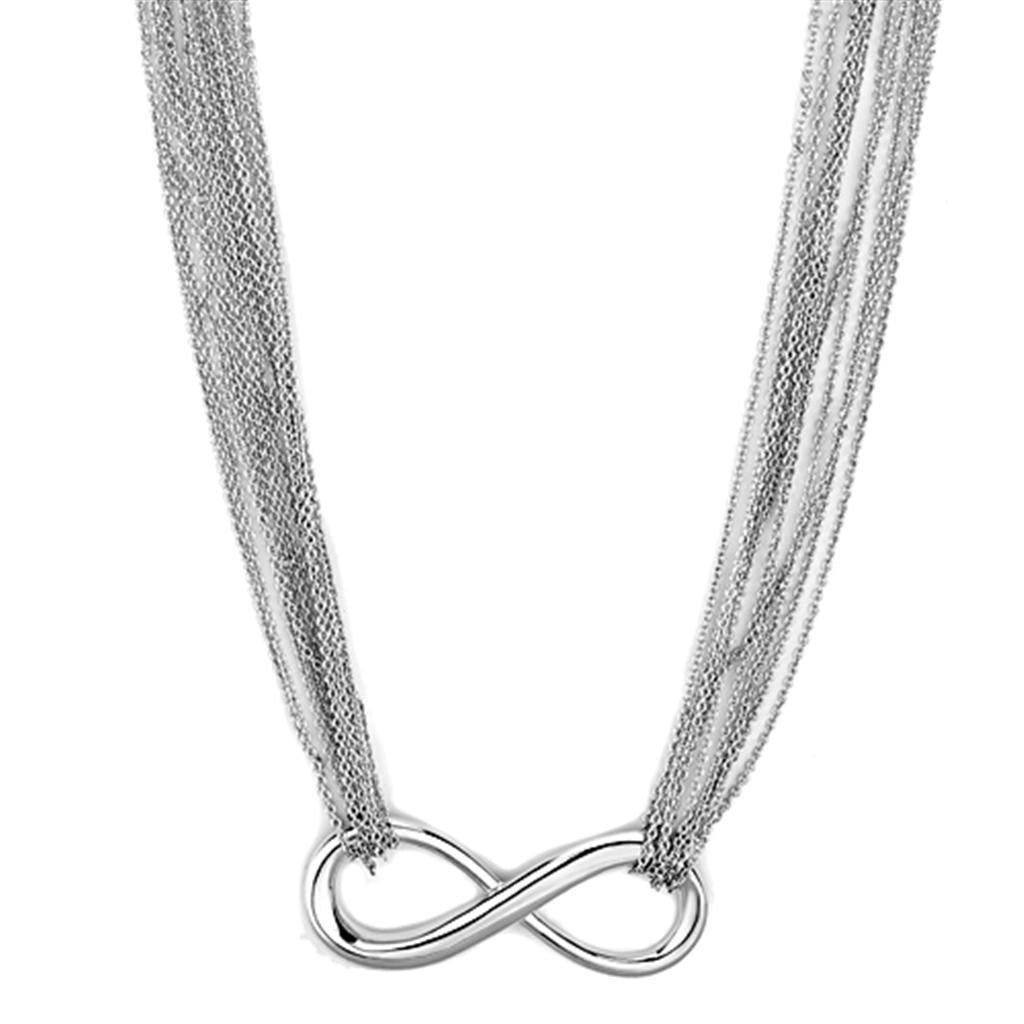 JCE412 Rhodium Brass Necklace with No Stone