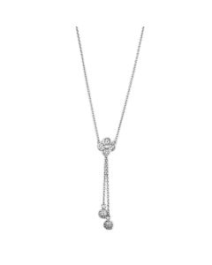 JCE424 Rhodium Brass Necklace with AAA Grade CZ in Clear
