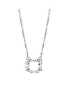 JCE446 Rhodium Brass Necklace with AAA Grade CZ  in Clear