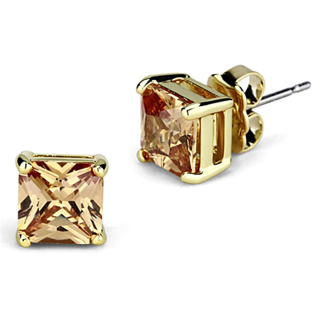 JCE533 Gold Brass Earrings with AAA Grade CZ  in Champagne