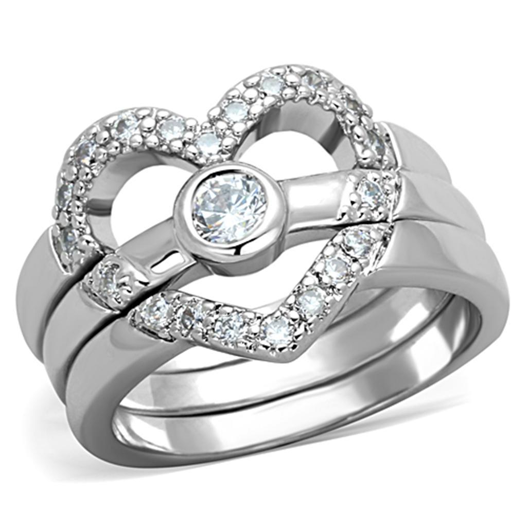 JCE591 Rhodium Brass Ring with AAA Grade CZ in Clear