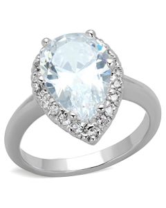 JCE750 Rhodium Brass Ring with AAA Grade CZ in Clear