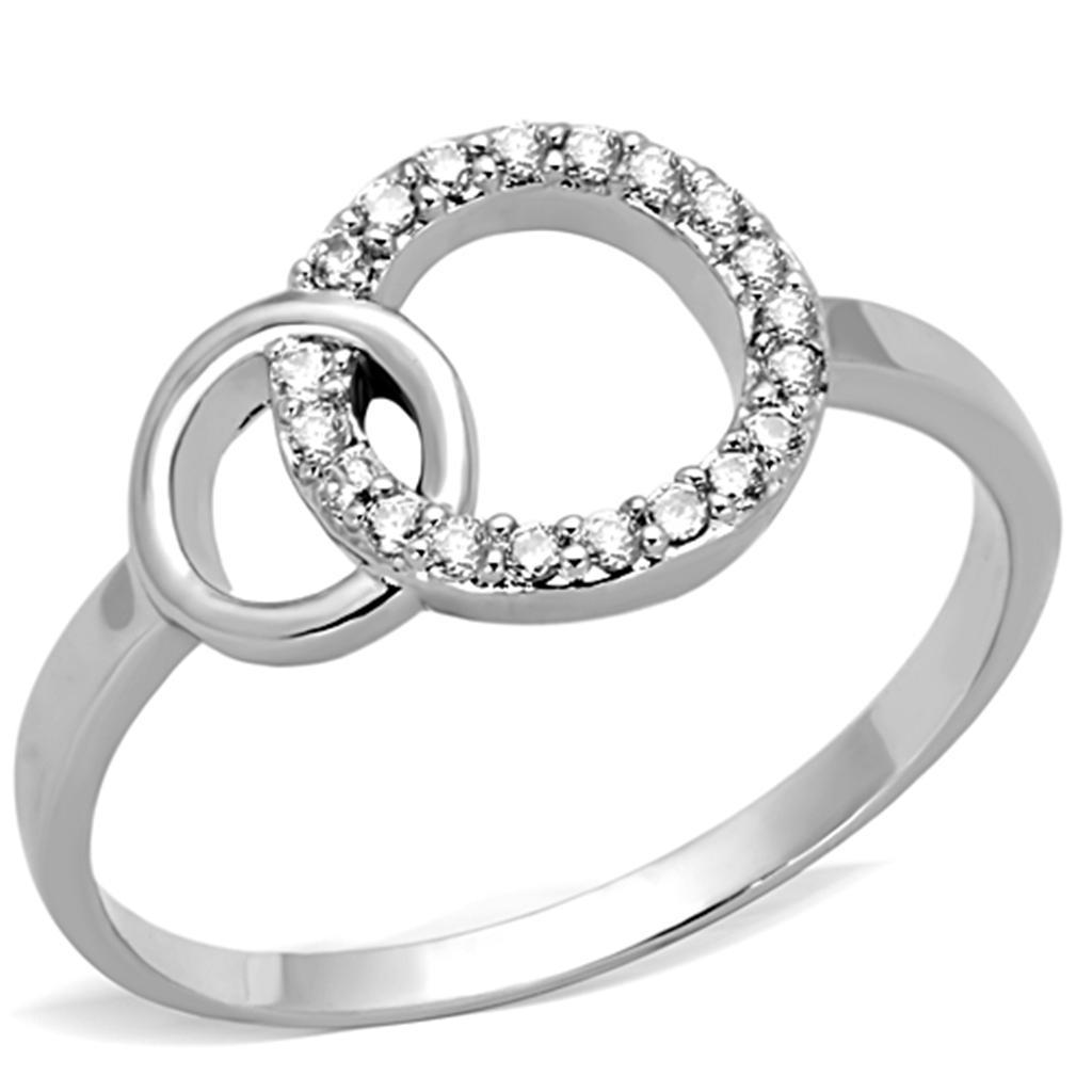 JCE756 Rhodium Brass Ring with AAA Grade CZ in Clear