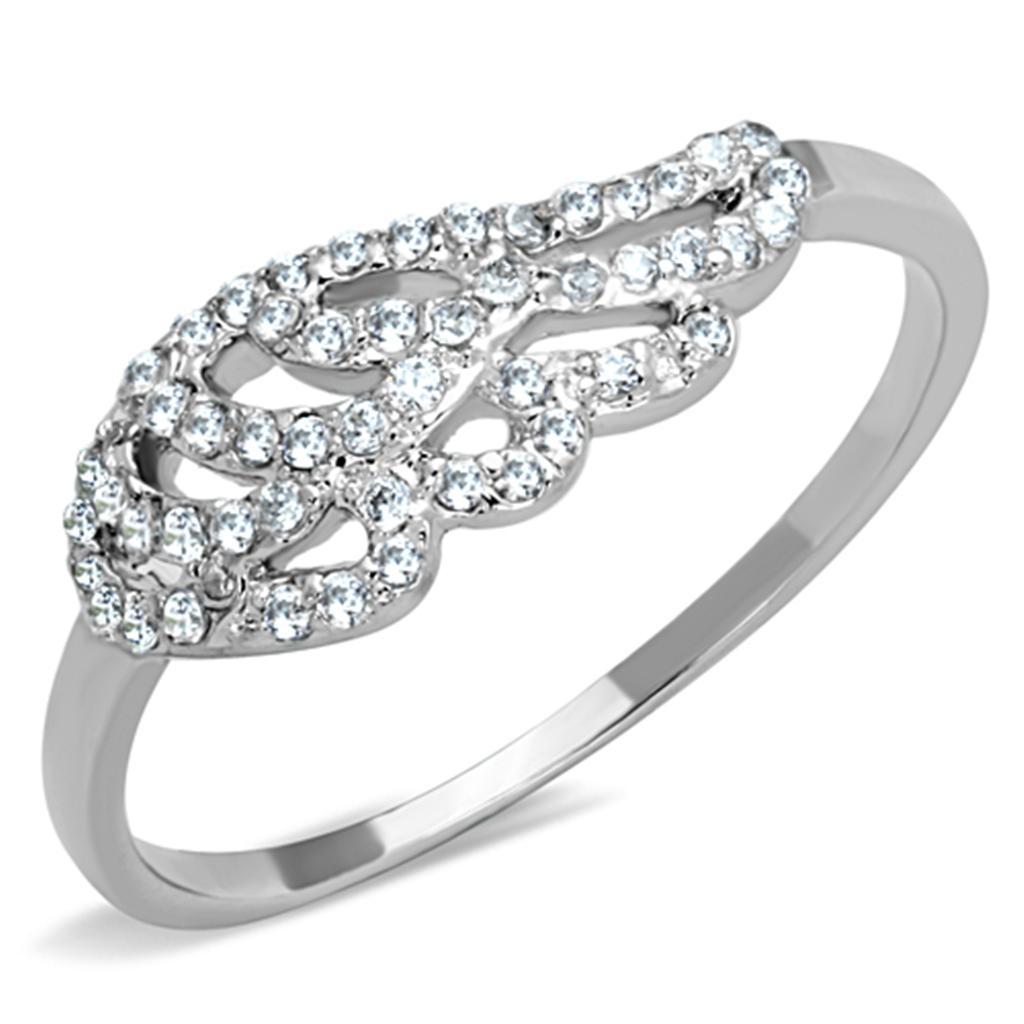 JCE824 Rhodium Brass Ring with AAA Grade CZ in Clear