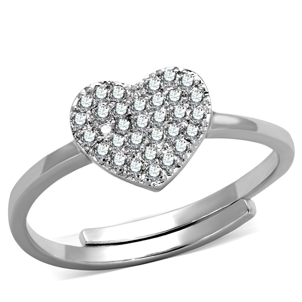 JCE865 Rhodium Brass Ring with AAA Grade CZ in Clear