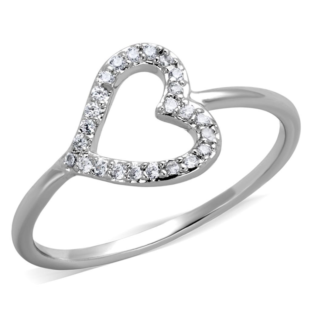JCE866 Rhodium Brass Ring with AAA Grade CZ in Clear