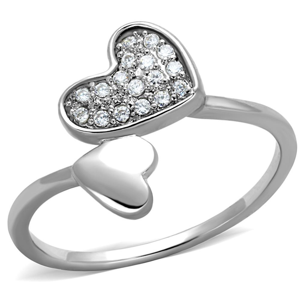 JCE867 Rhodium Brass Ring with AAA Grade CZ in Clear
