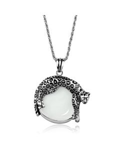 JCE908 Rhodium Brass Magnifier pendant with Synthetic Synthetic Glass in Clear