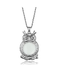 JCE919 Rhodium Brass Magnifier pendant with Top Grade Crystal  in Clear
