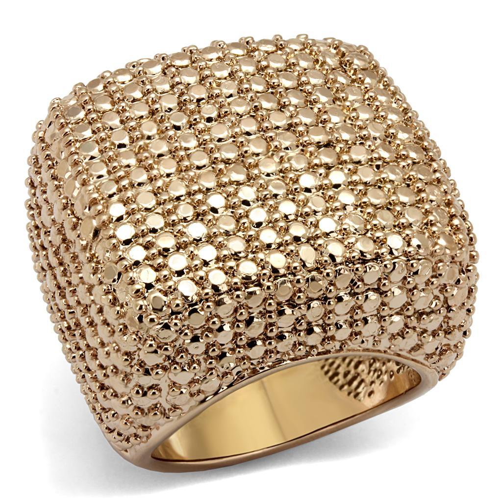 JCE934 IP Rose Gold(Ion Plating) Brass Ring with AAA Grade CZ in Metallic Light Gold