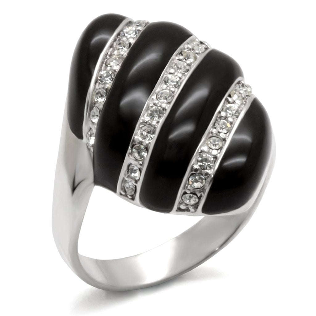 JCE314 High-Polished 925 Sterling Silver Ring with Top Grade Crystal in Clear
