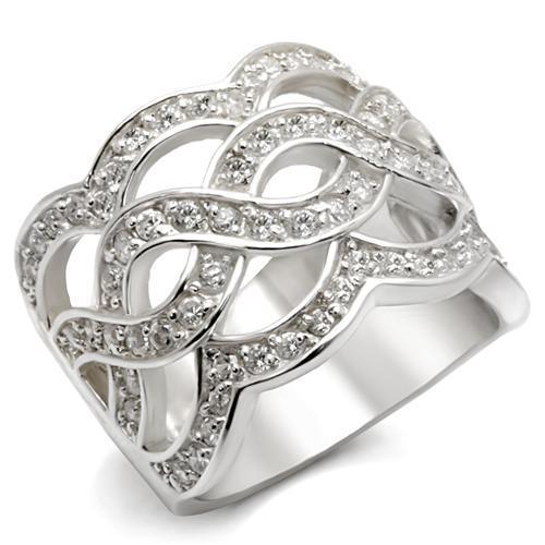 JCE0117 High-Polished 925 Sterling Silver Ring with AAA Grade CZ in White
