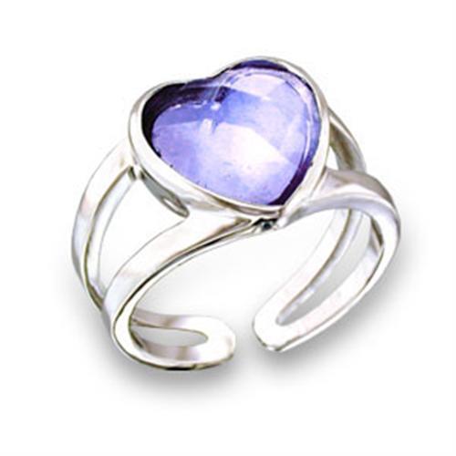 JCE1811 Rhodium Brass Ring with AAA Grade CZ in Light Amethyst