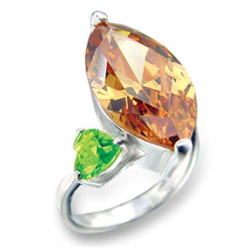 JCE3331 High-Polished 925 Sterling Silver Ring with AAA Grade CZ in Champagne
