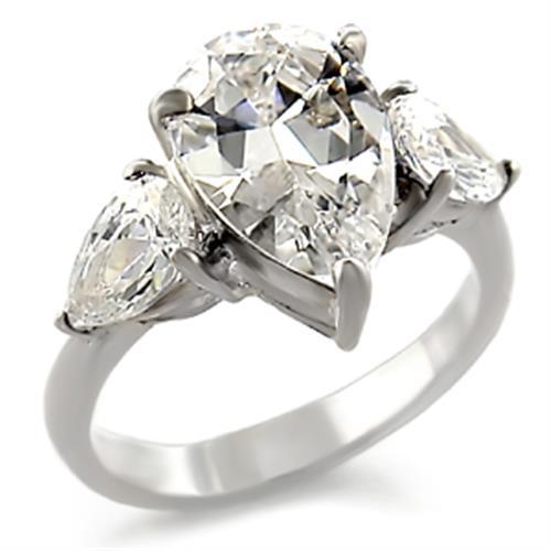 JCE3409 High-Polished 925 Sterling Silver Ring with AAA Grade CZ in Clear