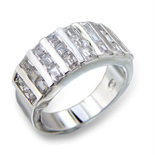 JCE3602 Rhodium Brass Ring with AAA Grade CZ in Clear