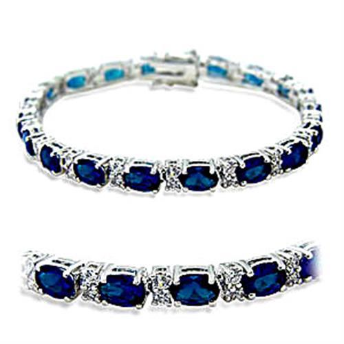 JCE5501 Rhodium Brass Bracelet with Synthetic Spinel in Sapphire