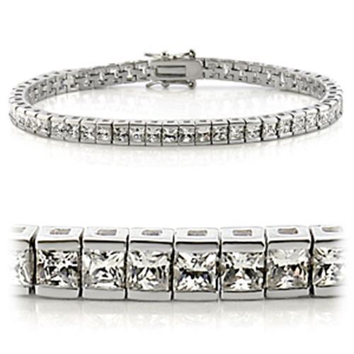 JCE102 Rhodium Brass Bracelet with AAA Grade CZ  in Clear