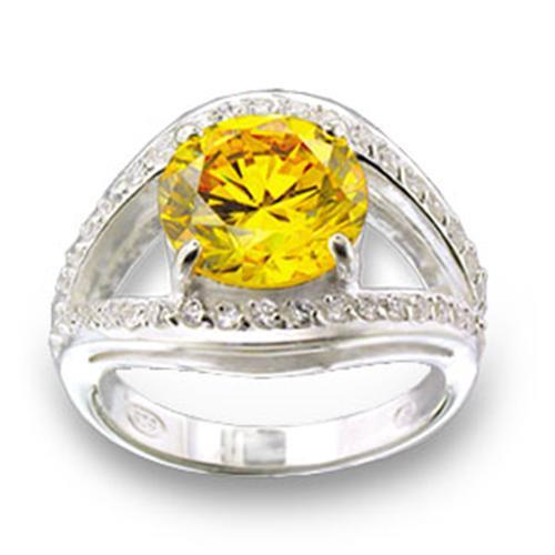 JCE505 High-Polished 925 Sterling Silver Ring with AAA Grade CZ in Topaz